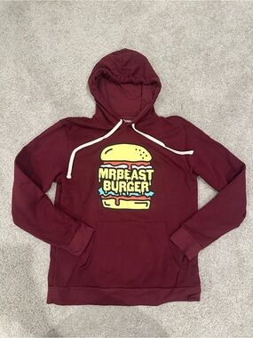 Mr. Beast Men's Maroon, Burgundy Pullover Hoodie